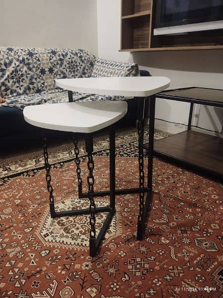 Brand New Nesting Tables unique design study metal wood 12