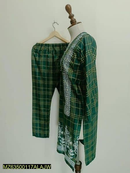 2 pcs women's stitched lawn printed suit 0