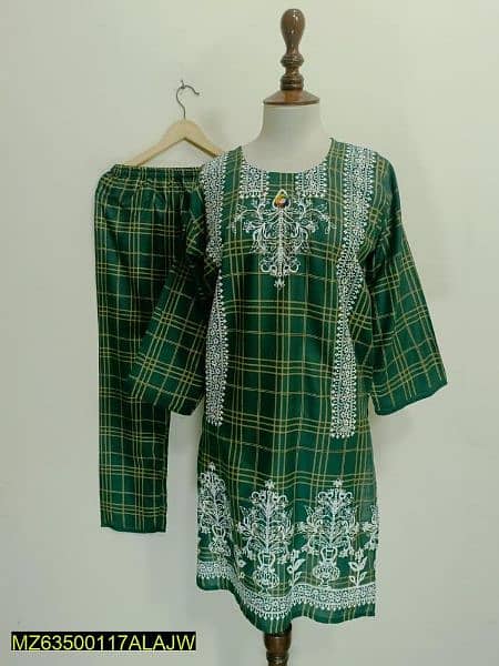 2 pcs women's stitched lawn printed suit 2