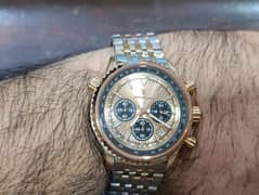 Breitling Styled Peodager Rose Gold Plated chronograph date full set