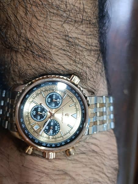 Breitling Styled Peodager Rose Gold Plated chronograph date full set 4