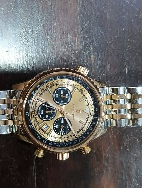 Breitling Styled Peodager Rose Gold Plated chronograph date full set 15