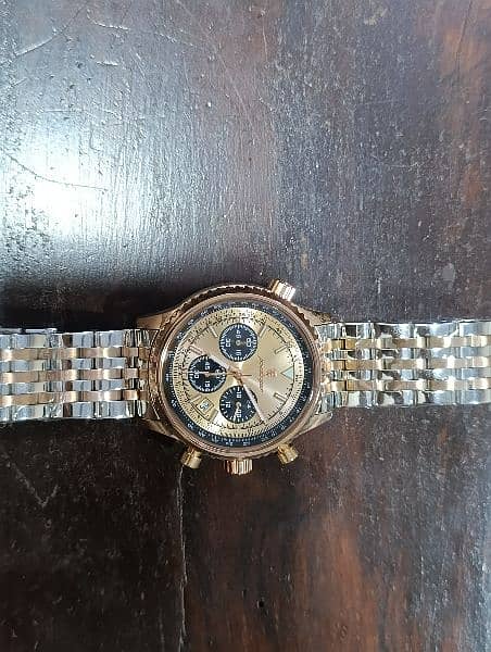 Breitling Styled Peodager Rose Gold Plated chronograph date full set 16
