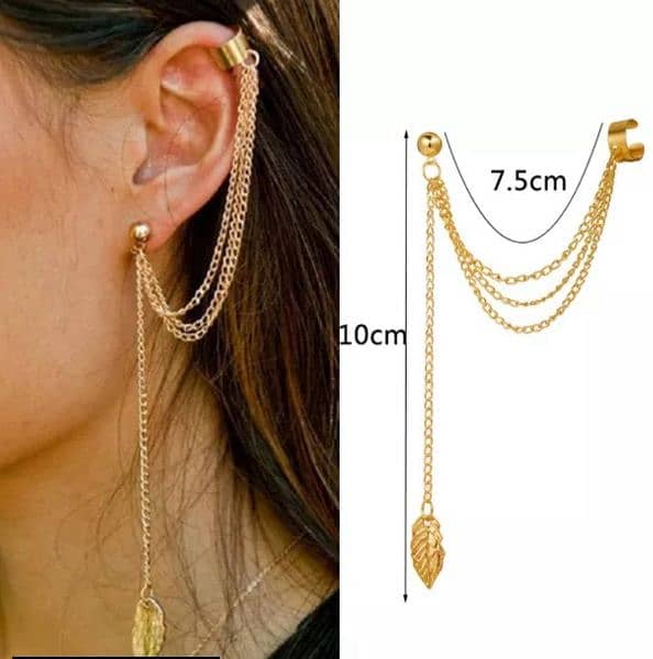 2 Pcs Gold and Silver Plated Leaf Design Ear Clip Earring with delivry 3