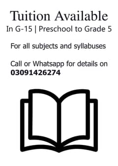 Preschool to 5th grade tutor for all subjects G-15