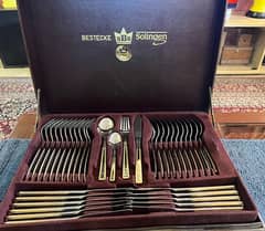 cutlery set / Cutlery 24K Gold Plated 74 piece / Solingen Cutlery set