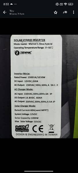 Ziewnic Marvel 1.5kva Hybrid Solar Inverter 2