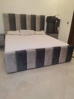 double bed-bed with side table-upholster bed