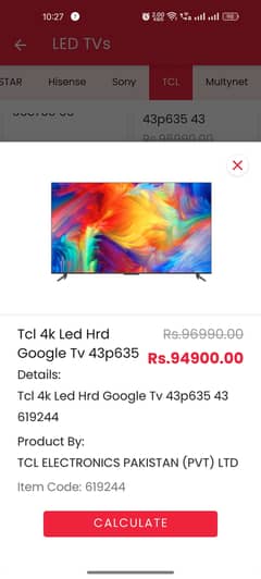 TCL 43 LED 4k HDR Google TV 43p635