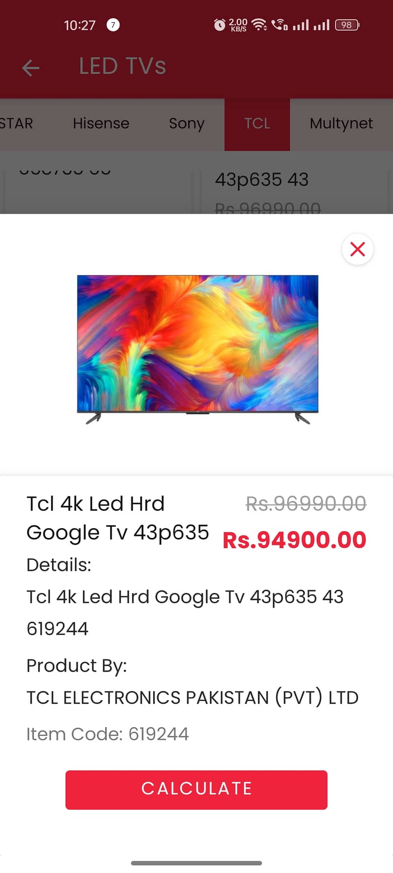 TCL 43 LED 4k HDR Google TV 43p635 0