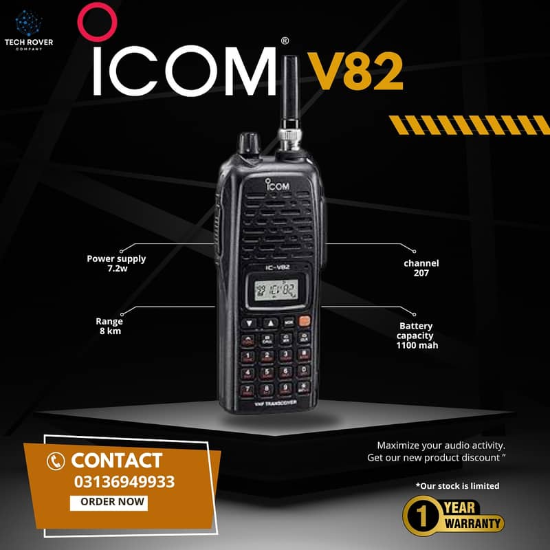 Walkie Talkie | Wireless Set Official ICOM v82 TWO Way Radio 0