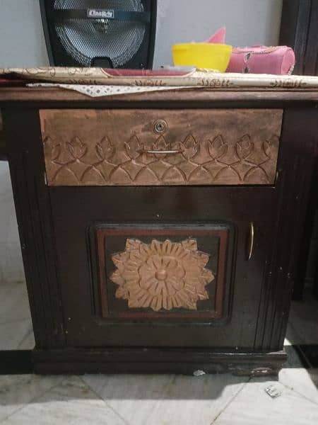 Beautiful wooden double bed with side table 2