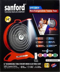 Sanford Rechargeable Table Fan, 14 Inches, 40W, SF-918RTF