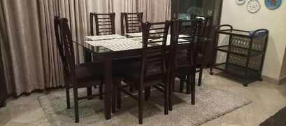 wooden six chairs dining table