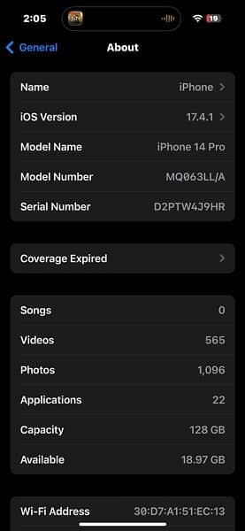 I phone 14 pro 128 gb water pack jv sim 4 month time 3