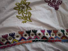 Bedsheet Hand made glass work and embroidery  from interior sindh