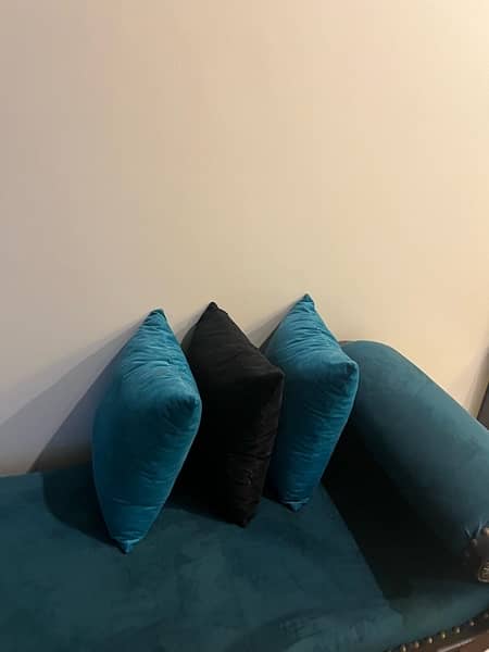 greenish blue Dewan with cushions 2