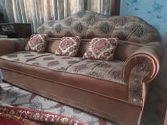 5 seater Sofa set, 1 table and 1 double bed with mattress for sale