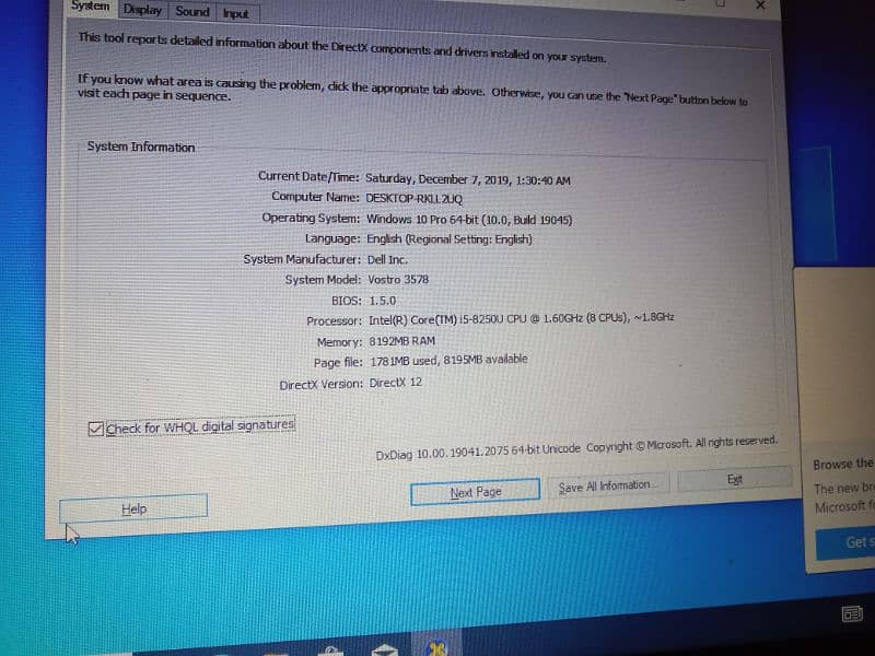 Dell Laptop for sale - Vostro 3578 0