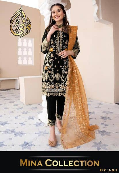 Full Embroiderd Shirt With Emb Dupatta 3pcs 0