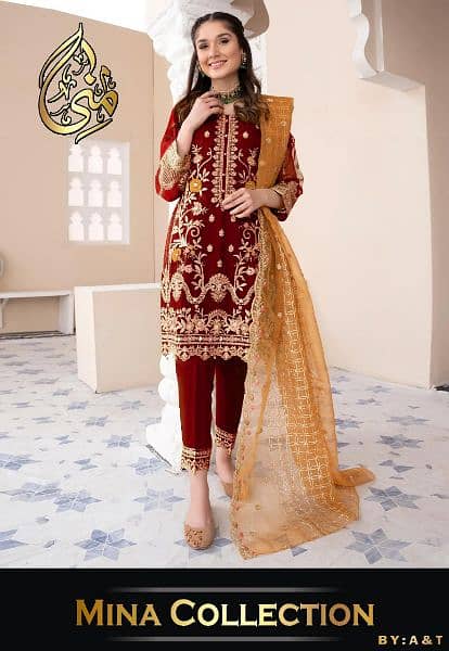 Full Embroiderd Shirt With Emb Dupatta 3pcs 1