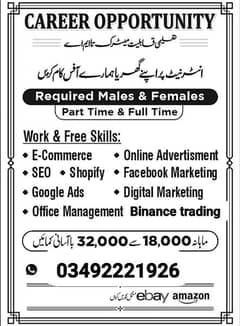urgent staff required for E-commerce work only interested people