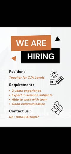 we are hiring professional teachers for O/A Levels