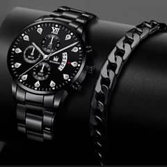 Black Stainless steel luxury Minmalist Quartz Watch
