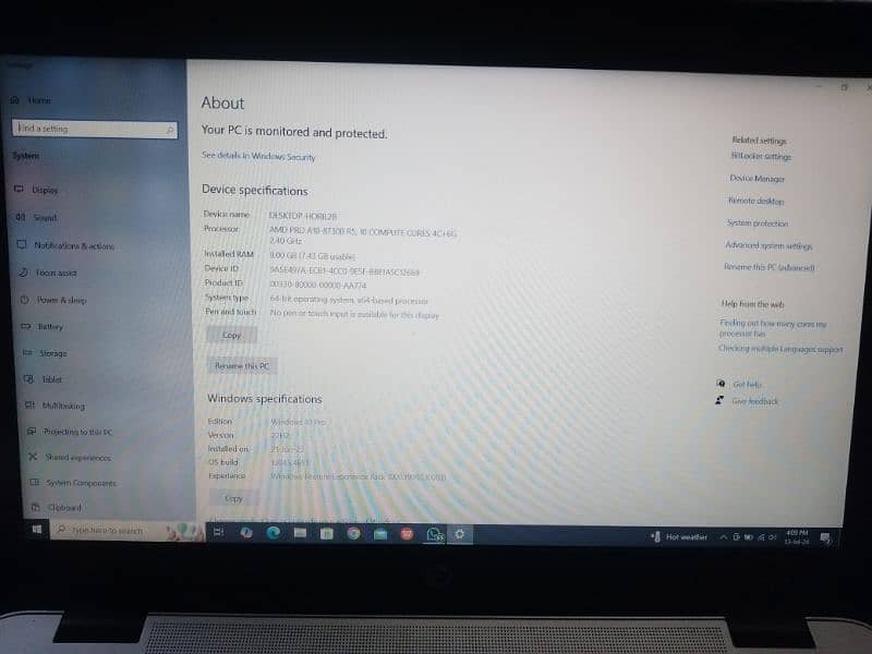 HP laptop AMD pro A10- 8730B for sale 0