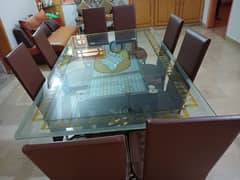 Top glass 8 seater dining table