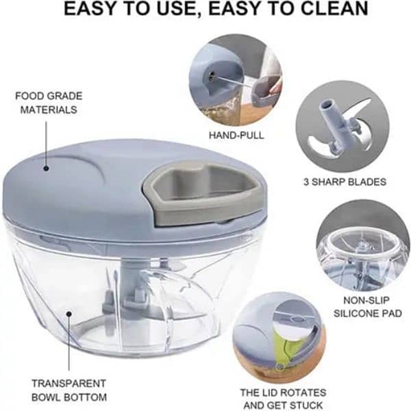 Easy Kitchen Hand Chopper - Manual Spice & Veg Cutter, Mixer, Blender 4