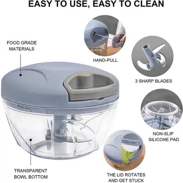 Easy Kitchen Hand Chopper - Manual Spice & Veg Cutter, Mixer, Blender 8