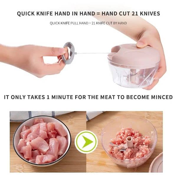 Easy Kitchen Hand Chopper - Manual Spice & Veg Cutter, Mixer, Blender 9