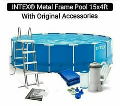 INTEX SWIMMING POOL METAL FRAME 15 ft x 4 ft (WITH ACCESSORIES)