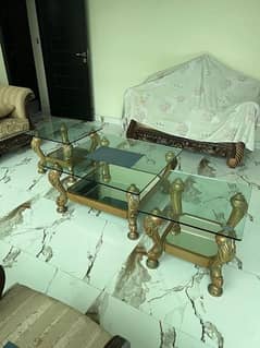 3 piece Elegant Glass Top Center Table for Sale