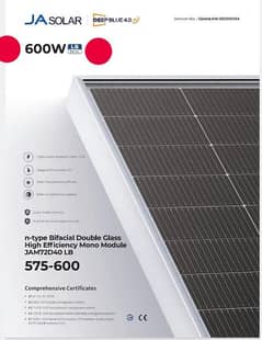 JA 600 watts bifaciel /solar panel /Deep blue 4.0 /with  Warrenty