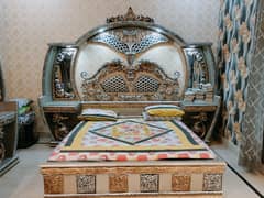 Bed set table dressing/ king Double bed Luxury Deco paint furniture