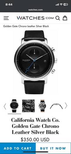 California Watch Co. Golden Gate Chrono Leather Silver Black watch