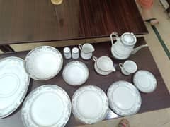 84 Piece Chini Dinner Set with Grey n White combination elegant look