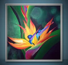 Bird Of Paradise Flower, Acrylic Painting