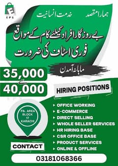 we are hiring males/female office work