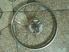 70CC FRONT WHEEL COMPLETE WITH BRAKE PLATE, SPEED GRARI INSTALLED