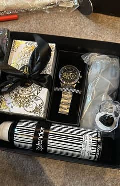 boys gift New Watch+spray + woelet + ring + chasma+proufim