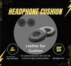 Leather Headphone Cushion Pair For Jabra Evolve 2 20 30 40 65 Black