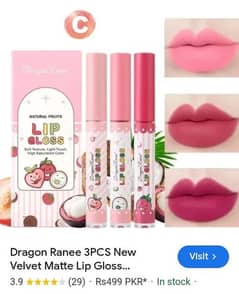 Dragon Ranee Fruit Lip Gloss Pack of 3 pse
 Moisturizing Matte Lipsti