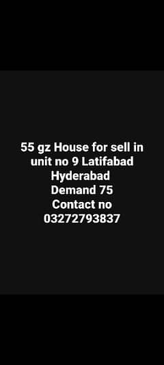 double story house for sell unit no 9 Latifabad Hyderabad