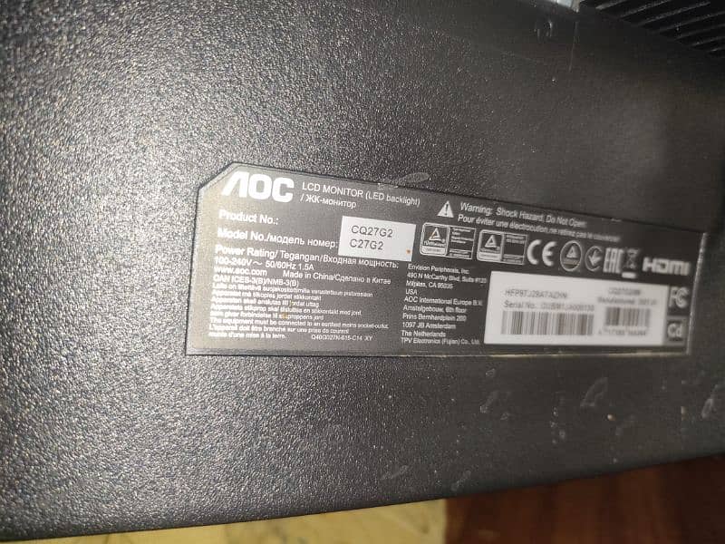 AOC 2k 144Hz Curved 27 inches, Model CQ27G2 6