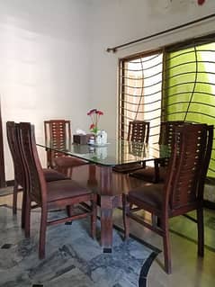 Glass Top 6 Chair Dining Table