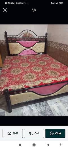 iron double bed without mattress