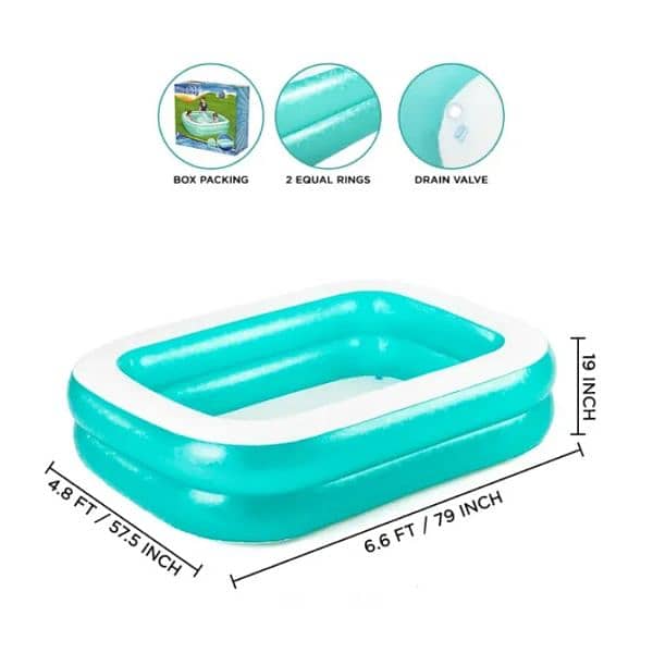 Bestway Inflatable Family Pool, Blue Rectangular 03020062817 0